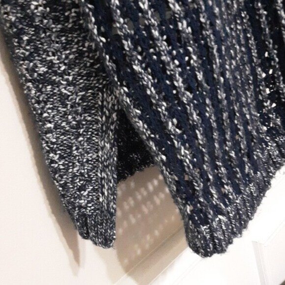 Chico's Textured Tina Cardigan Sweater women 1 Snap Front Chains Blue boho comfy - Picture 7 of 11